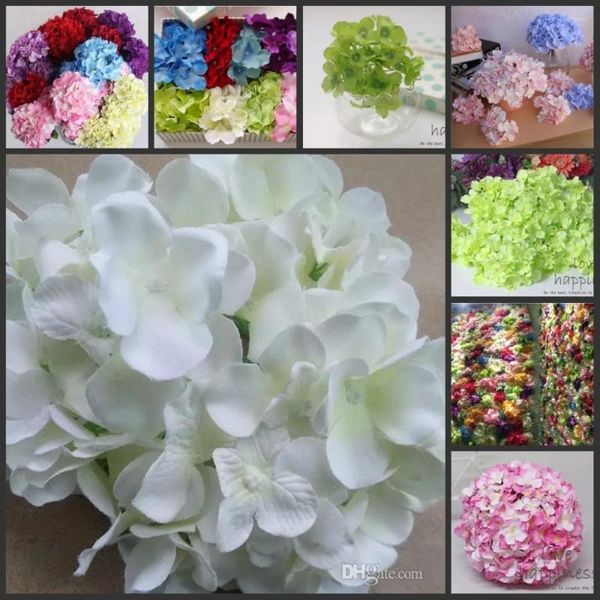 Fleurs décoratives 15 cm de diamètre hortensia artificielle tête de fleur bricolage Bouquet de mariage couronne guirlande décoration de la maison