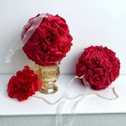 Fleurs décoratives 15 cm Grand fleur artificielle rouge éternel rose balle fausses plantes de mariage décoration maison suspendue