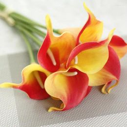 Decoratieve bloemen 15pc kunstmatige pu calla lily bruids bruid bouquet hoofd latex bloemendecoratie