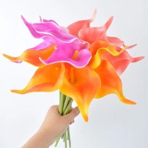 Fleurs décoratives 15pcs 13,78 pouces de haute qualité PU calla lily pour décoration de mariage mode en vrac artificiel