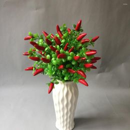 Decoratieve bloemen 15 stks diy kerst kunstmatige planten simulatie bessen tak kerstbomen decoratie klein rood fruit vijf vorken plastic