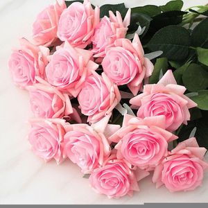 Decoratieve bloemen 15 -stks/veel hoogwaardige kunstmatige decor Rose latex bloemen huisdecoratie real touch bruidsboeket