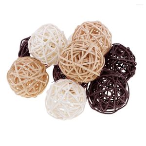 Decoratieve Bloemen 15 Stuks Ronde Handgemaakte Natuurlijke Rieten Rotan Ballen Voor Bruiloft Kerstfeest Tafel Kom Vaas Vulstoffen Diy Bloemen ambacht