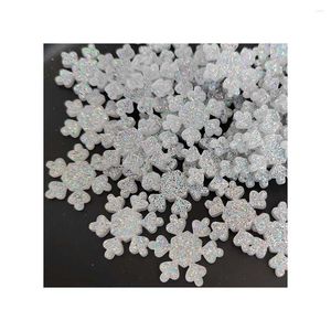 Decoratieve bloemen 16/23 mm Kerstsneeuwvlokken Witte hars glitter flatback cabochon haartouw telefoonhoesje Diy Scrapbooking verfraaiingen