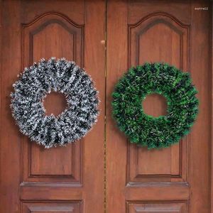 Flores decorativas de 16.5 pulgadas Pine Garland Simulada Garland Arcia artificial Decoración de invierno de aro moderno para puertas de ventanas