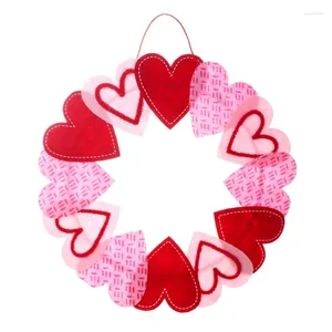 Fleurs décoratives 16 pouces Couronne de la Saint-Valentin Felt Love Heart Front Door Farmhouse Farmhouse Decorations For Wedding Party