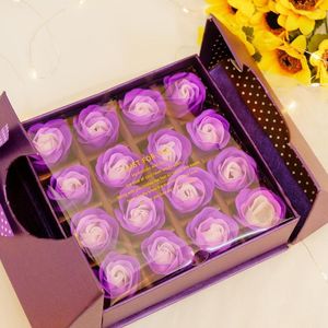 Flores decorativas 16 PCS Jabón artificial Rose Flower Head Decor Box Ramo de boda esencial Valentine'S DayGift Holding Diy Gift