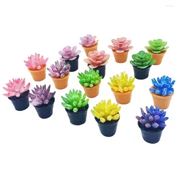 Fleurs décoratives 16 pièces décorations succulentes miniatures jouets pour enfants plantes artificielles modèle bonsaï accessoires de maison modèles pour enfants en résine