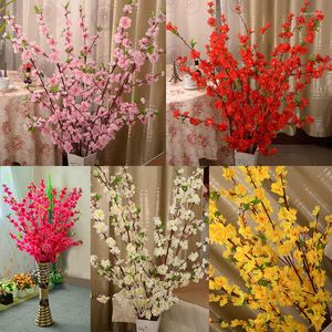 Fleurs décoratives 160 pièces cerisier artificiel printemps prunier fleur de pêcher branche arbre de fleur en soie pour la décoration de fête de mariage blanc rouge jaune