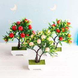 Flores decorativas 16 Cabezas Frutas artificiales Melocotón Naranja Fresa Granada Navidad Fiesta de Halloween Decoración del hogar Plantas de árboles falsos