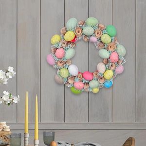 Decoratieve Bloemen 16 inch Kleurrijke Paasei Krans Decoratie Welkom Teken Kunstmatig Voor Ingang Stevige Accessoires Multifunctioneel