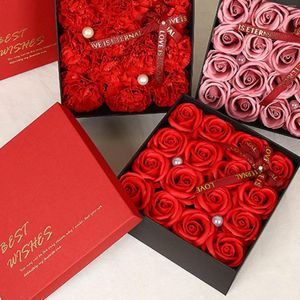 Fleurs décoratives 16 pièces savon parfumé artificiel Roses boîte-cadeau pour petite amie femme femmes bricolage Bouquets fête décorations pour la maison