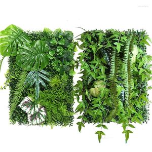 Decorative Flowers 16X24in Green Artificial Plants Grass Wall Panel Lawn Boxwood Hedge Faux Eucalyptus Backdrop Suitable For Outdoor Indoor