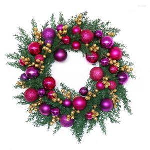 Decoratieve bloemen 17.7 inch kerstbal krans thuis feest decors kerst voordeur hangende kransen dennennaald ornamenten