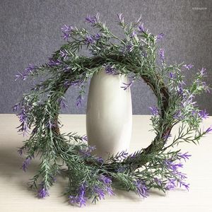 Decoratieve bloemen 17 inch kunstmatige paarse lavendel plant planten kransen huisdecor krans bruiloft benodigdheden kloper hanger raam decoratie