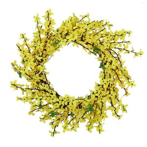 Fleurs décoratives 17 pouces intérieur extérieur printemps été porte d'entrée décor à la maison fête forsythia couronne de fleurs faux ornement artificiel mariage