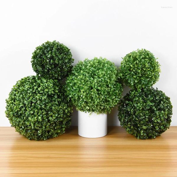 Fleurs décoratives 18/23/28 cm Artificiel Milan Grass Ball Simulation Plantes vertes pour mariage Home Garden Outdoor Fake Decoration Decoration