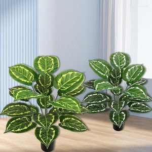 Decoratieve Bloemen 18 Bladeren Kunstmatige Vanille Plastic Nep Groene Planten Boom Feest Bruiloft Decoratie Huis Tuin Decor Groot