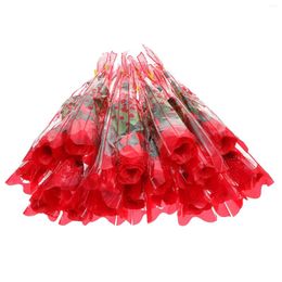 Fleurs décoratives 18 PCS Artificial Flower Living Room Decor Floral Bouquet Bouquet Faux Adorn Plastic Bulling Fake Rose Home