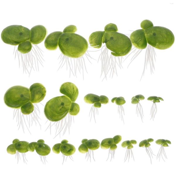 Fleurs décoratives 18 pièces imitation plantes décorations d'étang réservoir Aquarium eau paysage Miniature flottant lentille d'eau Pvc artificiel