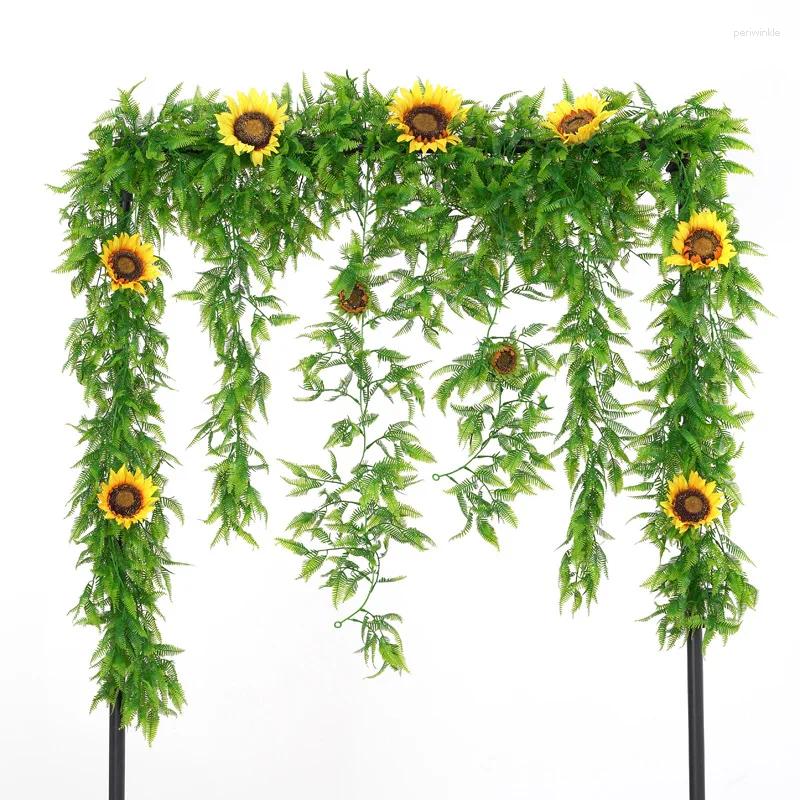 Dekoratif çiçekler 180 cm ipek yapay sarmaşık çiçek asma simülasyon yeşil çelenk ev düğün bahçe dekorasyon asılı rattan duvar dekora