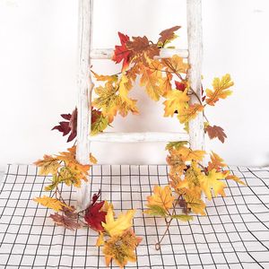 Decoratieve bloemen 180 cm kunstmatige herfst esdoorn 72pcs bladeren voor Thanksgiving Day Party Garland kerstdecoratie diy decor Halloween