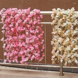 Fleurs décoratives 180CM fleur artificielle fleur de cerisier vigne tenture murale fausse décoration fournitures de mariage rotin guirlande décor à la maison rose