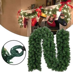 Fleurs décoratives 180 cm Plant artificielle Garland de Noël avec lumières Pine Pine Branche Décoration Vine de couronne de rotin pour la maison R4G2