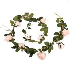 Flores decorativas 180 cm Flor de rosa artificial Vine Boda Real Touch Seda con hojas verdes para el hogar Decoración de guirnaldas colgantes