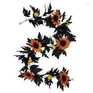 Decoratieve bloemen 180 cm Halloween Black kunstmatige wijnstok interieur decoratie roze bloem zonnebloemkamer decor