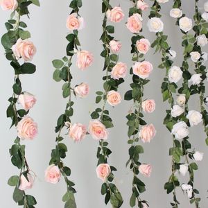 Fleurs décoratives 180cm Haute Qualité Ivy Soie Rose Vigne Feuilles Vertes Artificielles Pour La Fête De Mariage Décoration Artisanat Décor À La Maison Fournitures