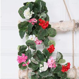 Fleurs décoratives 180 cm soie bégonia Roses lierre fleur vignes artificielle rotin arc mariage maison fête toile de fond décor tenture murale guirlande