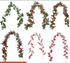 Fleurs décoratives 180cmchristmas canne de fruits rouges plante artificielle de vacances de vacances de Noël décoration de mariage arbre faux