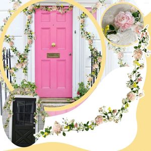Fleurs décoratives 185 cm Garlande artificielle rose pour la salle de maison Décoration de chambre de mariage Spring Summer Arch bricolage Fake Plant Vine # T2G