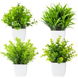 Fleurs décoratives 18 cm petite plante artificielle de romarin bonsaï pot en plastique fausse fleur en pot maison chambre table jardin décoration El