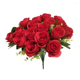 Fleurs décoratives 18 têtes Rose fleur artificielle mariage européen bouquet de mariée Boda décoration de la maison en soie cadeau de la Saint-Valentin pour femmes