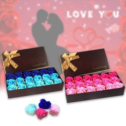 Fleurs décoratives 18 pièces/boîte, savon parfumé, Rose de bain florale réaliste, boîte-cadeau utile pour les mariages