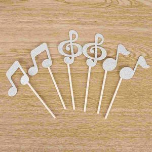 Decoratieve bloemen 18 stks Glittery Music Notation Birthday Cake Toppers Set Musical Party Decoration for Baby Shower Wedding