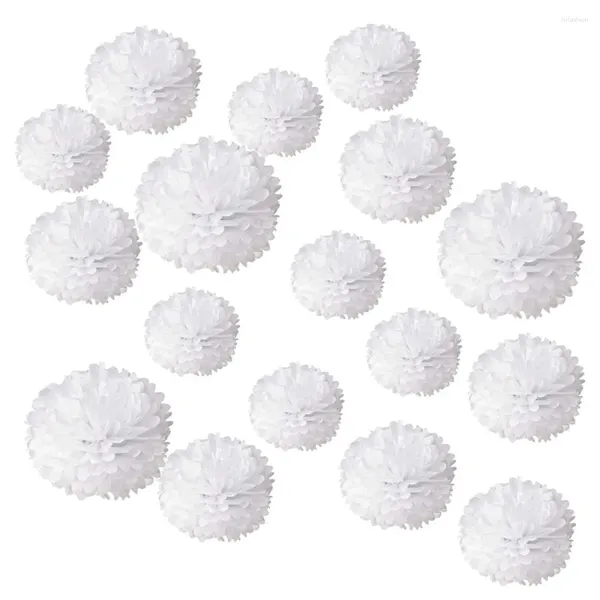 Fleurs décoratives 18 pièces, pompons en papier de soie faits à la main, boule de fleurs pour maison, fête de jardin, mariage, anniversaire, décorations de voiture