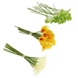 Flores decorativas 18x cala artificial lily simple tallo largo ramo real decoración del hogar color: cremosa