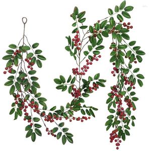 Fleurs décoratives 190cm plantes baies artificielles Garland Vine Green Red Garden décoration de Noël Accessoires PO accessoires