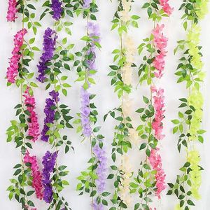 Fleurs décoratives 190 cm à fleur artificielle fausses plantes de vigne suspendues murales pour le mariage de mariage décoration de jardin