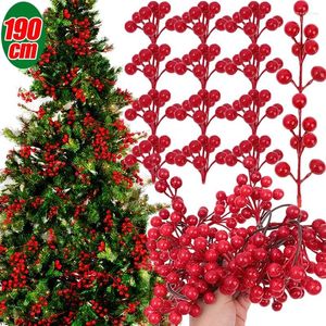Fleurs décoratives 190cm Noël artificielle Berry Vine Holly rouge rotin bricolage couronne arbre de Noël suspendus ornements pour les décorations de fête à la maison