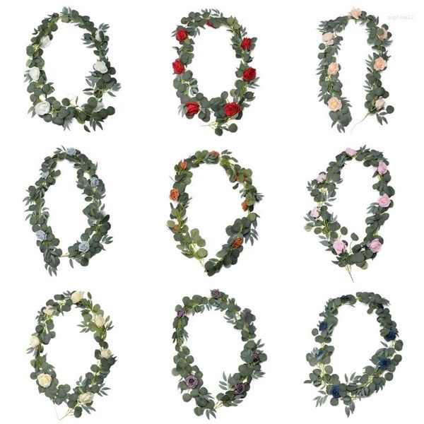 Fleurs décoratives 190cm Garland Rose artificielle avec vigne pour coureur de table