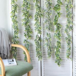 Fleurs décoratives 195cm feuille vigne chaîne eucalyptus herbe guirlande plantes artificielles pour la décoration de mariage faux rotin lierre décor à la maison