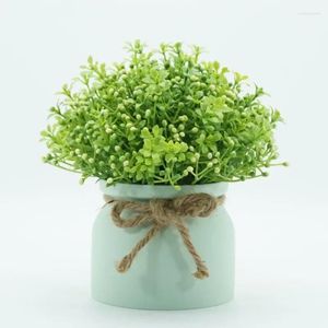 Fleurs décoratives 19cm Nordic Wind Orchid Bean Petit Bonsai Artificiel pour la décoration de mariage Décor de salle de bureau Vert Fausses plantes en pot