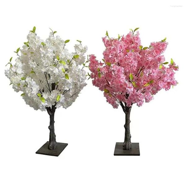 Flores decorativas 1m Mini árboles de flor de cerezo artificiales Mesa de deshierbe interior Árbol rosa