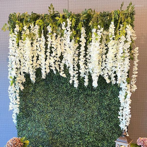 Flores decorativas 1P 115 Cm Wisteria Artificial Vine Wedding Arch Decoraciones Home Wall Hanging Fake Plant Flower Rattan Wreath Craft