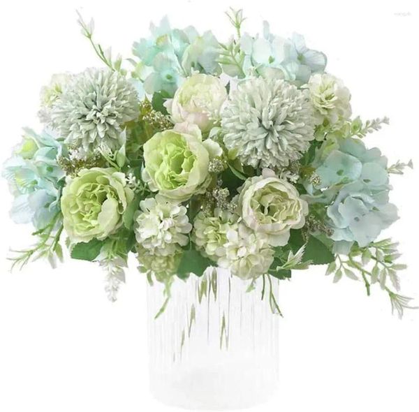 Fleurs décoratives 1 paquet de bouquets de fleurs artificielles fausse pivoine soie hortensia œillets en plastique pour les arrangements centres de table