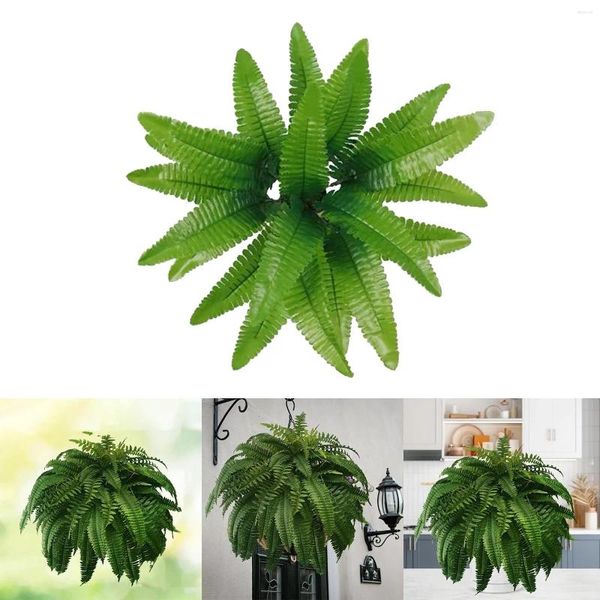 Flores decorativas 1 paquete realista de luz impermeable hecha de helecho verde con tallos realistas ideales